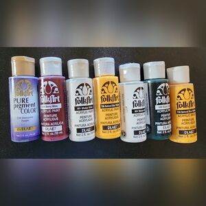 Lot Of PLAID Folk Art Acrylic Paints, Acrylic Pots With Brush, Floating Medium